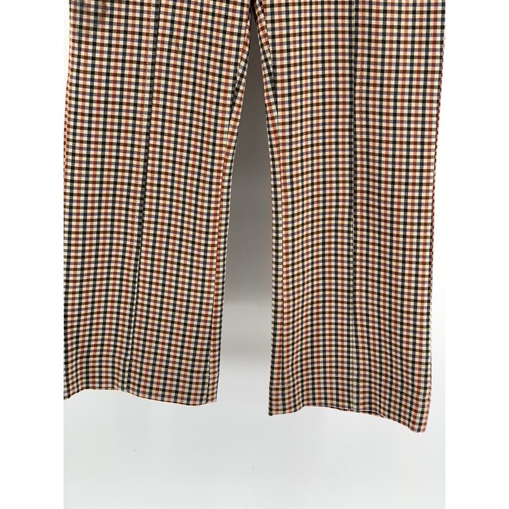 TORY BURCH Women's Orange-Black-Beige Gingham Flare Pants SZ 8(L) - Picture 9 of 10